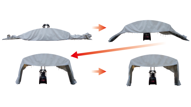 折り畳み式の柱フレームで設営がとっても簡単に